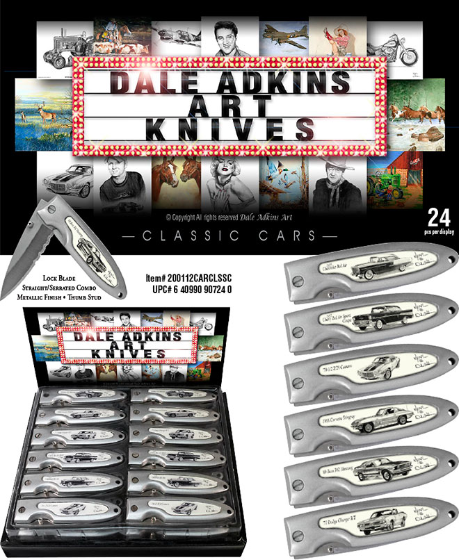 Dale Adkins Classic Cars Accublade Knives Sale Sheet: Available in 12 pc and 24 pc knife displays Item  200112