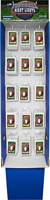 Football 6 LED Night Light Wall Switch 60 pc Floor Display/Power Wing, Item 110580FTBLL - No Wiring Needed, Batteries Included, Assorted Colors