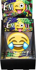Emoji Magnet 4 inch Circle 2 pack 18 pc Display - Item 71212, Smiley Open Mouth, Heart Eyes, Joy with Tears, Pile of Poo, Tongue Stuck Out Wink