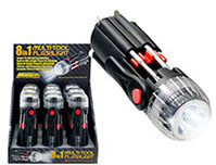 8 in 1 Multi-Tool Flashlight 9 pc Display - Screwdrivers, LED, Clip