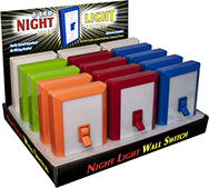 6 LED Night Light Wall Switch 15 pc Counter Display, Item 110580 - No Wiring Needed, Batteries Included, Assorted Colors
