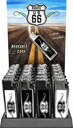 Route 66 Metal Lighter Case 24 pc Display, Item 88218RT66 Route 66 Shield, Reusable Case