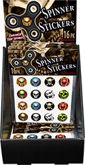 Skull Fidget Spinner Sticker 16 pack 18 pc Display, Item 71714SKULL, Flames, Demon, Camo - Camouflage, Cross Bones
