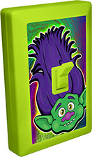 Trolls of Fun 6 LED Night Light Wall Switch Green Troll with Purple Hair