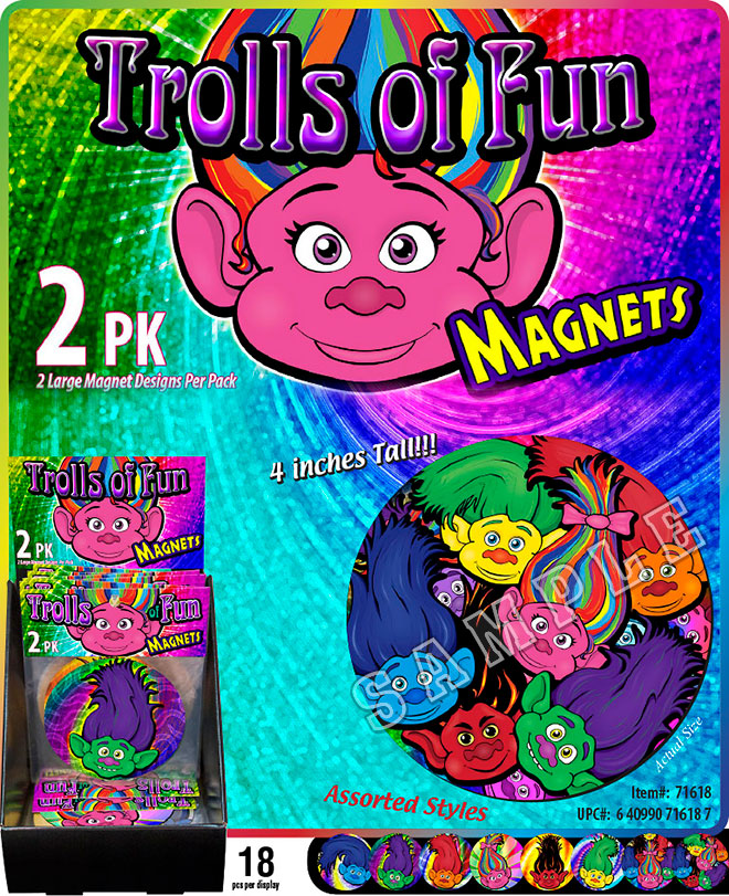 Trolls of Fun Magnets Sale Sheet - Round 4 inch, Circle, 2 Pack, Item 71618, 