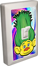 Trolls of Fun 6 LED Night Light Wall Switch Yellow Troll with Green Hair