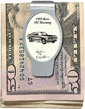 Dale Adkins Art 1969 Boss 302 Mustang Money Clip