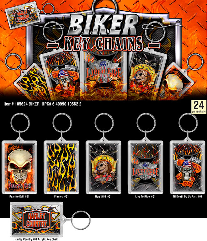 Biker Acrylic Frame Keychain 24 pc Display