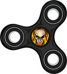 Skull Hand Fidget Spinner Sticker, Decal, Flaming Skull, Flames, Black Spinner