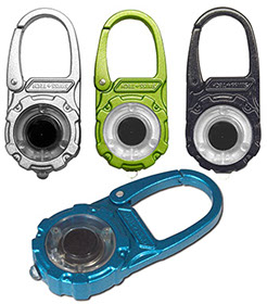 Swiss Tech Carabiner Micro Light, Item 105921, LED Flashlight, Silver, Green, Blue, and Black